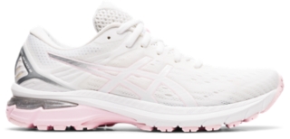 white and pink asics