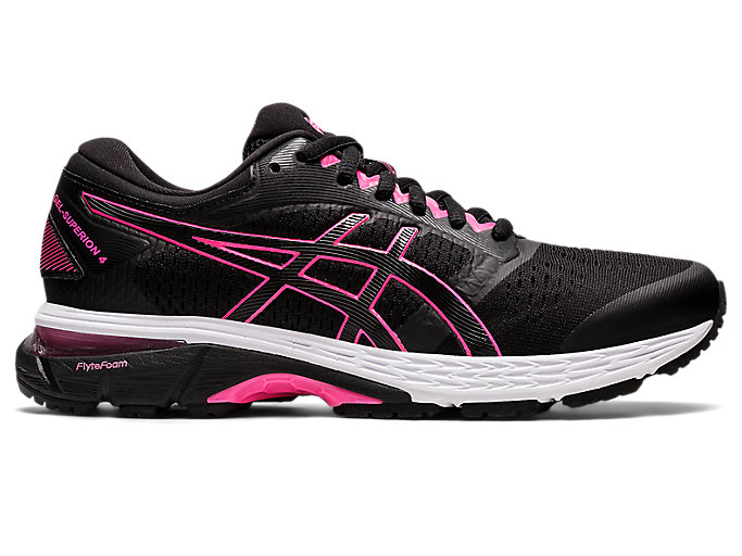 Image 1 of 7 of Women's Black/Pink Glo GEL-SUPERION™ 4 Zapatillas de running para mujer