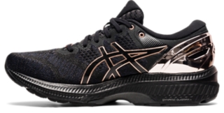 Asics womens black and gold sale