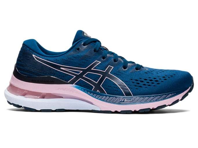 Womens Gel Kayano 28 Wide Mako Bluebarely Rose Running Shoes Asics 