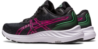 Asics black shop and pink shoes