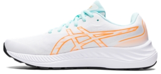 White and store orange asics