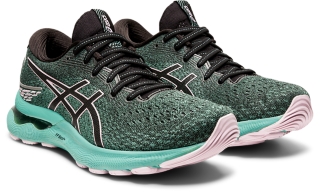 Chaussures Running ASICS Femme GEL-NIMBUS 24 Blanc / Rose / Vert / Bleu PE  2022