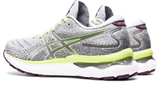 Women's GEL-NIMBUS 24 | Piedmont Grey/Lime Green | Running Shoes