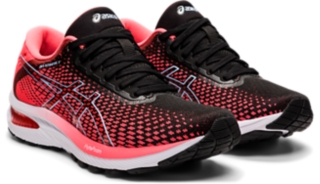 Women s GEL STRATUS 2 KNIT Blazing Coral Black Running Shoes