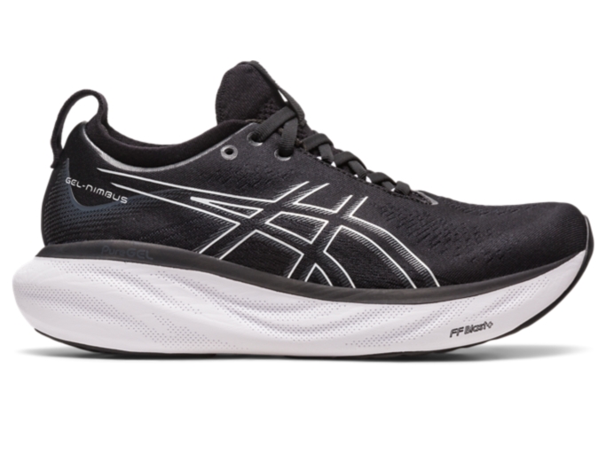 Asics black and white women's running shoes best sale