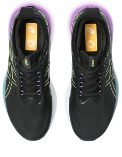 Women's GEL-NIMBUS 25, Black/Glow Yellow, Running Shoes