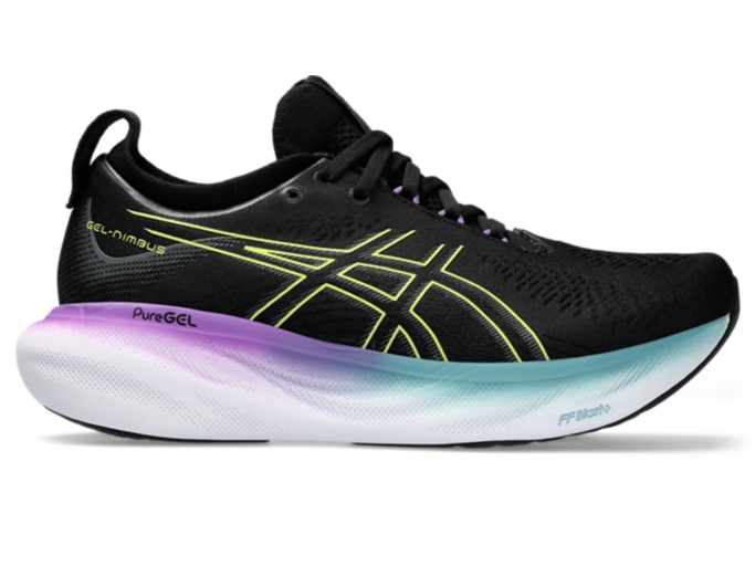 Women's GEL-NIMBUS 25 | Black/Glow Yellow | Running Shoes | ASICS