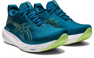 Women's GEL-NIMBUS 25, Ink Teal/Lime Green, Running Shoes