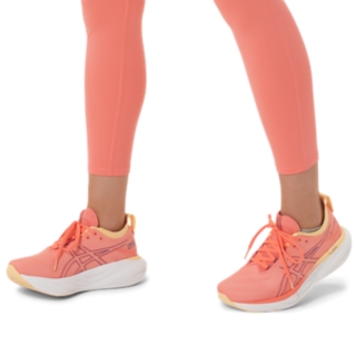 Women's GEL-NIMBUS 25 WIDE, Papaya/Dusty Purple, Running Shoes