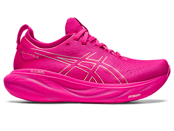 Image 1 of 7 of Women's Pink Rave/Pure Silver GEL-NIMBUS 25 Women's Road Running Shoes