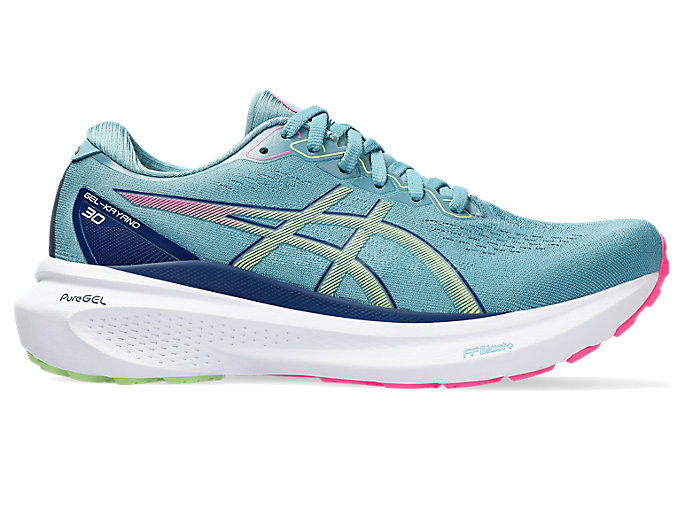 Image 1 of 7 of Women's Gris Blue/Lime Green GEL-KAYANO 30 Women's Running Shoes