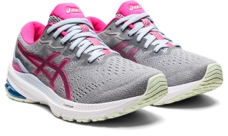 Pink and store gray asics