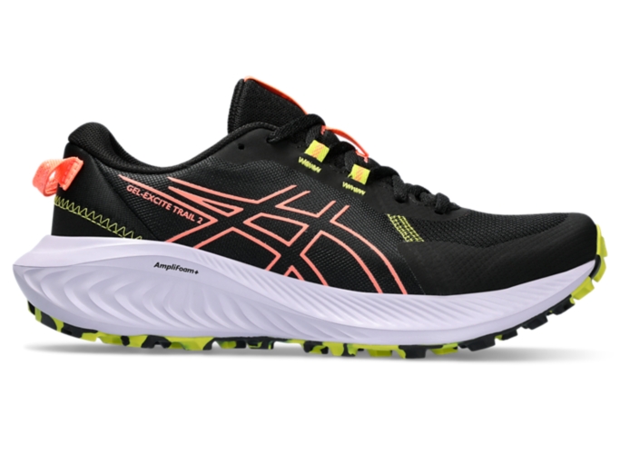 Women s GEL EXCITE TRAIL 2 Black Sun Coral Running Shoes ASICS