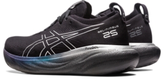  ASICS Women's Gel-Nimbus 25 Running Shoes, 5, Black/Pure  Silver