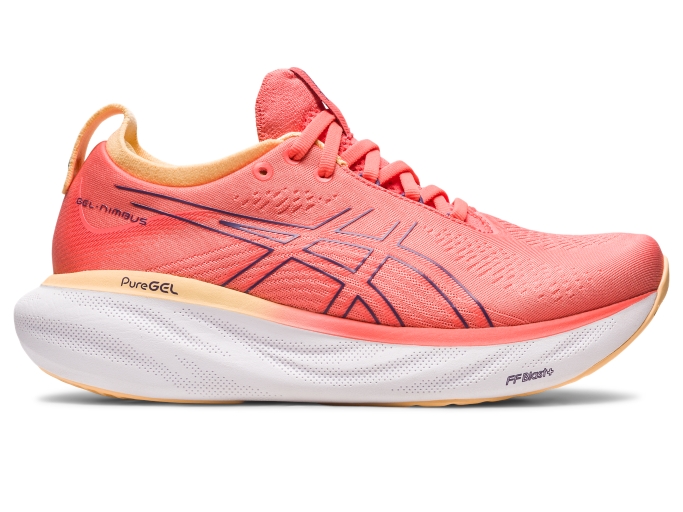 Women's GEL-NIMBUS 25 WIDE | Papaya/Dusty Purple | Running Shoes | ASICS