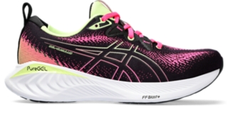 Women s GEL CUMULUS 25 Black Hot Pink Running Shoes ASICS