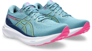 Women's GEL-KAYANO 30 WIDE | Gris Blue/Lime Green | Running Shoes