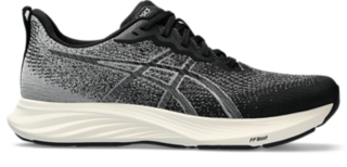 Asics black and store white running shoes