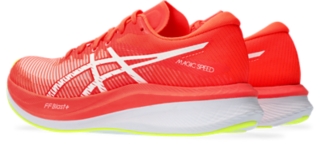  ASICS Women's Magic Speed Running Shoes, 5, Sunrise RED/White