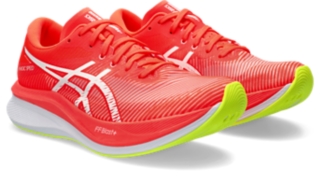  ASICS Women's Magic Speed Running Shoes, 5, Sunrise RED/White