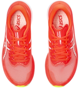  ASICS Women's Magic Speed Running Shoes, 5, Sunrise RED/White