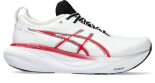 Women's GEL-NIMBUS 25 ANNIVERSARY | White/Classic Red | Running