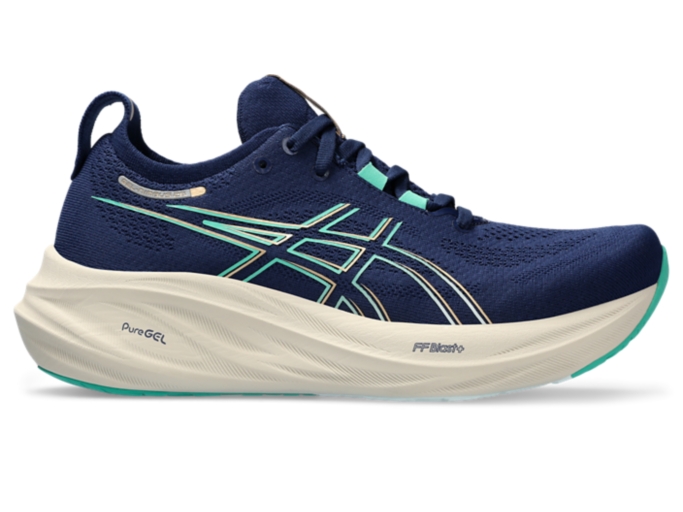 Women's GEL-NIMBUS 26 | Blue Expanse/Aurora Green | Running Shoes | ASICS