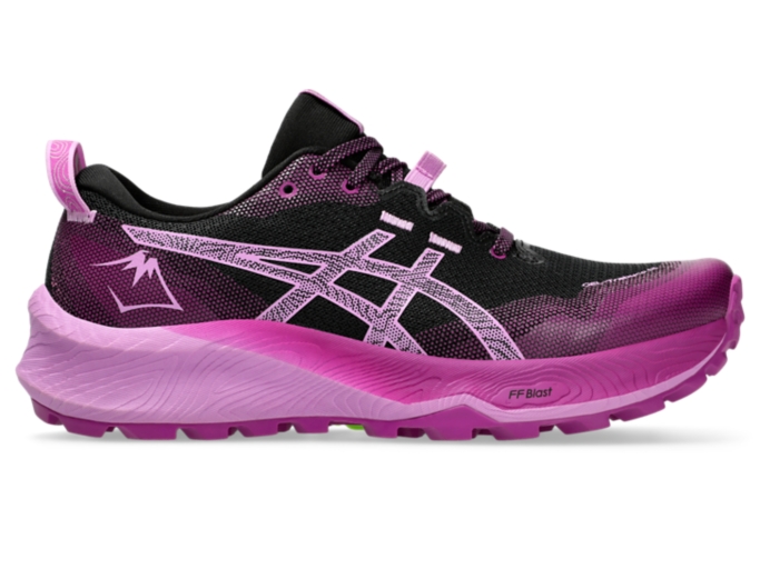 GEL TRABUCO 12 Women Black Lavender Glow Damen Trail Laufschuhe ASICS DE