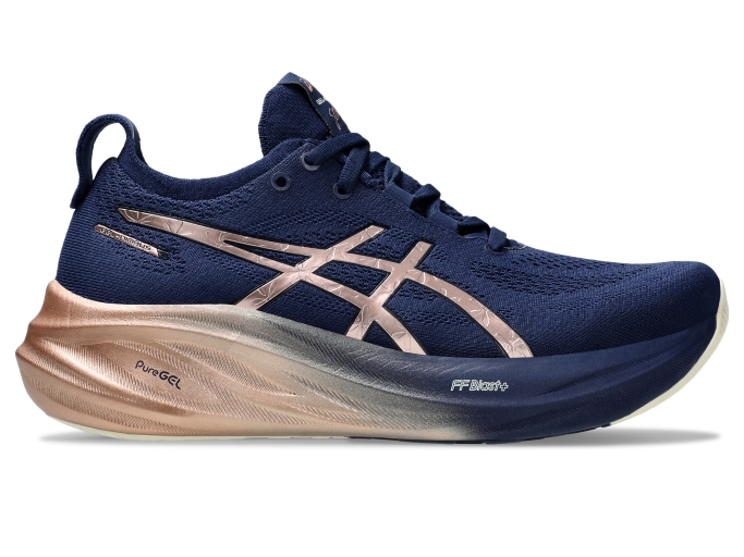 GEL NIMBUS 26 PLATINUM Women Blue Expanse Rose Gold Women s Running Shoes ASICS United States