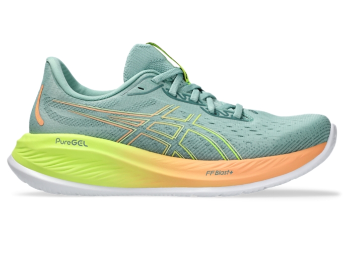 GEL CUMULUS 26 PARIS Women Light Celadon Safety Yellow Women s Running Shoes ASICS United States