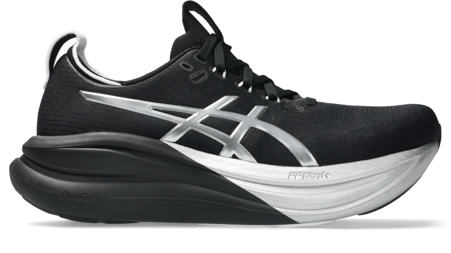 Женские кроссовки ASICS Gel-Nimbus 28 Platinum, цвет: Платиновый / Чёрный — фото 1