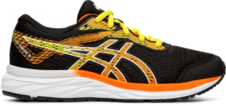 asics black and orange running shoes