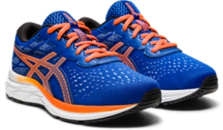 Blue and store orange asics