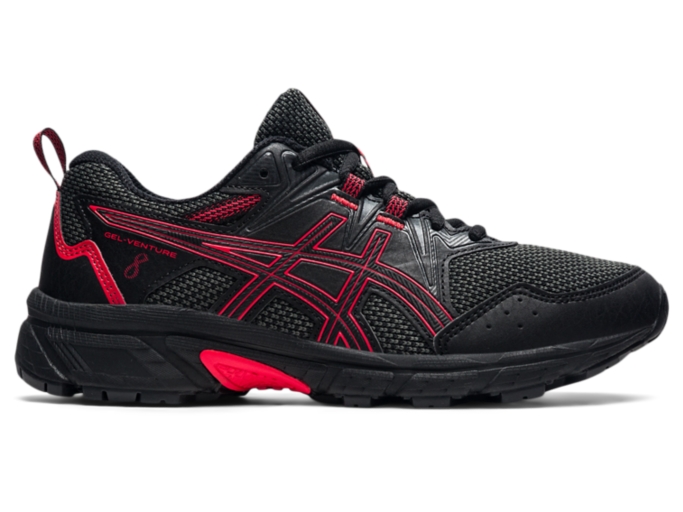 Unisex GEL VENTURE 8 GS Black Electric Red Trail Running