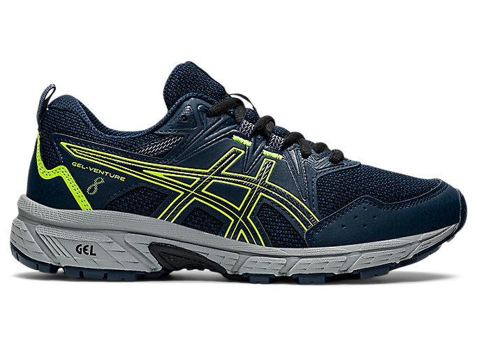 Image 1 of 7 of Kids French Blue/Hazard Green GEL-VENTURE 8 GS Men's Trail Running Shoes & Trainers