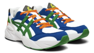 asics white blue orange