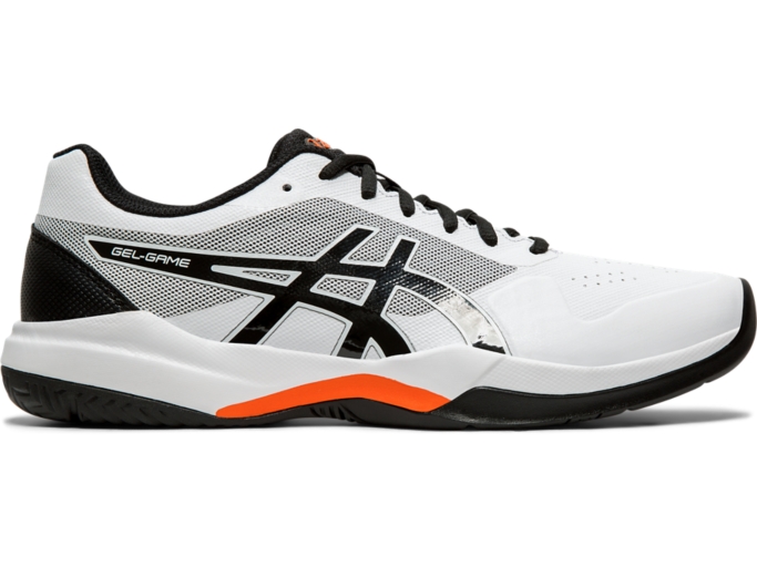 Men s GEL GAME 7 White Black Tennis Shoes ASICS