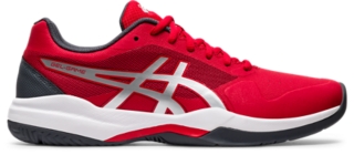 red and white tennis shoes