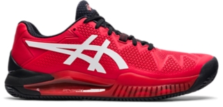 Asics red white on sale and blue shoes