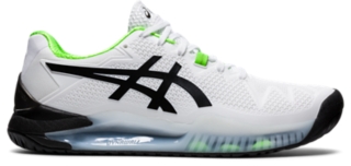 Men s GEL Resolution 8 White Green Gecko Tennis Shoes ASICS