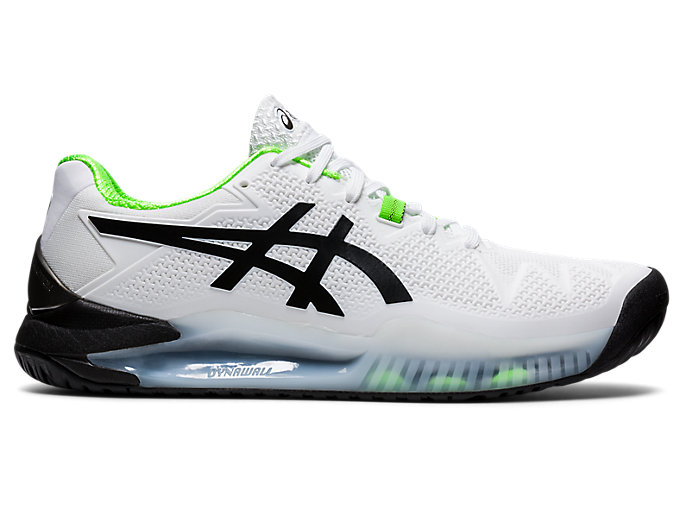 Image 1 of 7 of Homme White/Green Gecko GEL-RESOLUTION 8 Chaussures de Tennis pour Hommes