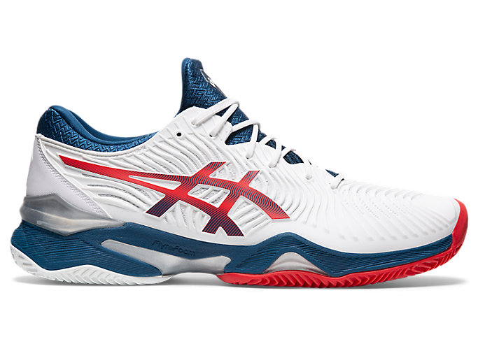 Image 1 of 7 of Men's White/Mako Blue COURT FF 2 CLAY Men's Tennis Shoes