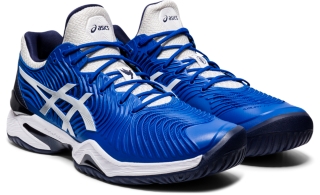 Asics men's court ff novak outlet tennis shoes electric blue and white