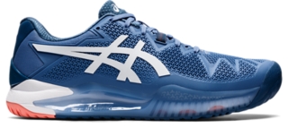 Mens GEL-RESOLUTION 8 WIDE Blue Harmony/White Tennis Shoes ASICS