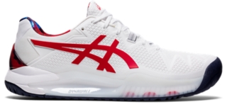 Asics red on sale tennis shoes