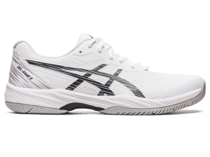 Men s GEL GAME 9 White Black Tennis Shoes ASICS