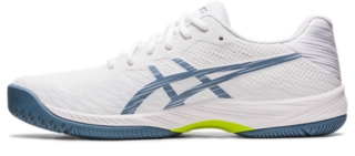 Men s GEL GAME 9 White Steel Blue Tennis Shoes ASICS