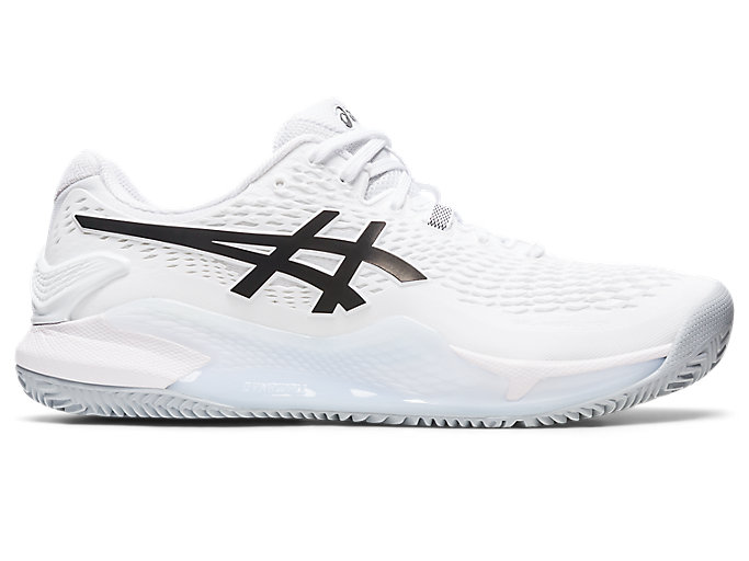 Image 1 of 7 of Men's White/Black GEL-RESOLUTION 9 CLAY Men's Tennis Shoes