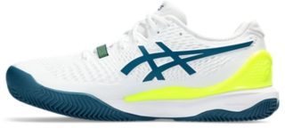 Men's GEL-RESOLUTION 9 CLAY, White/Restful Teal, Tennis Shoes